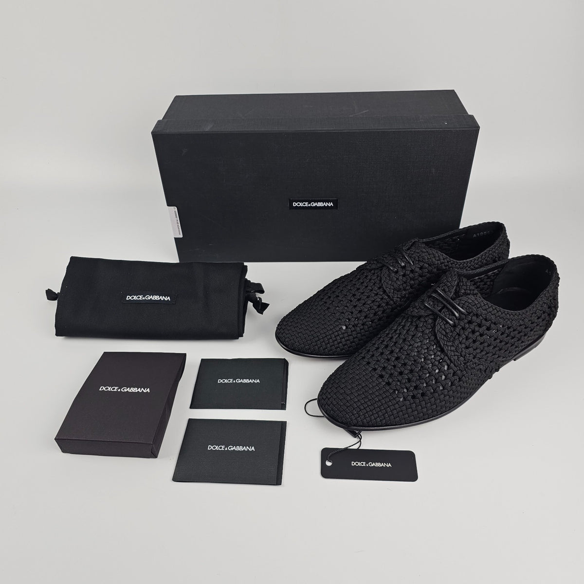 DOLCE&GABBANA Black Crochet Lace-up Shoes New & Authentic