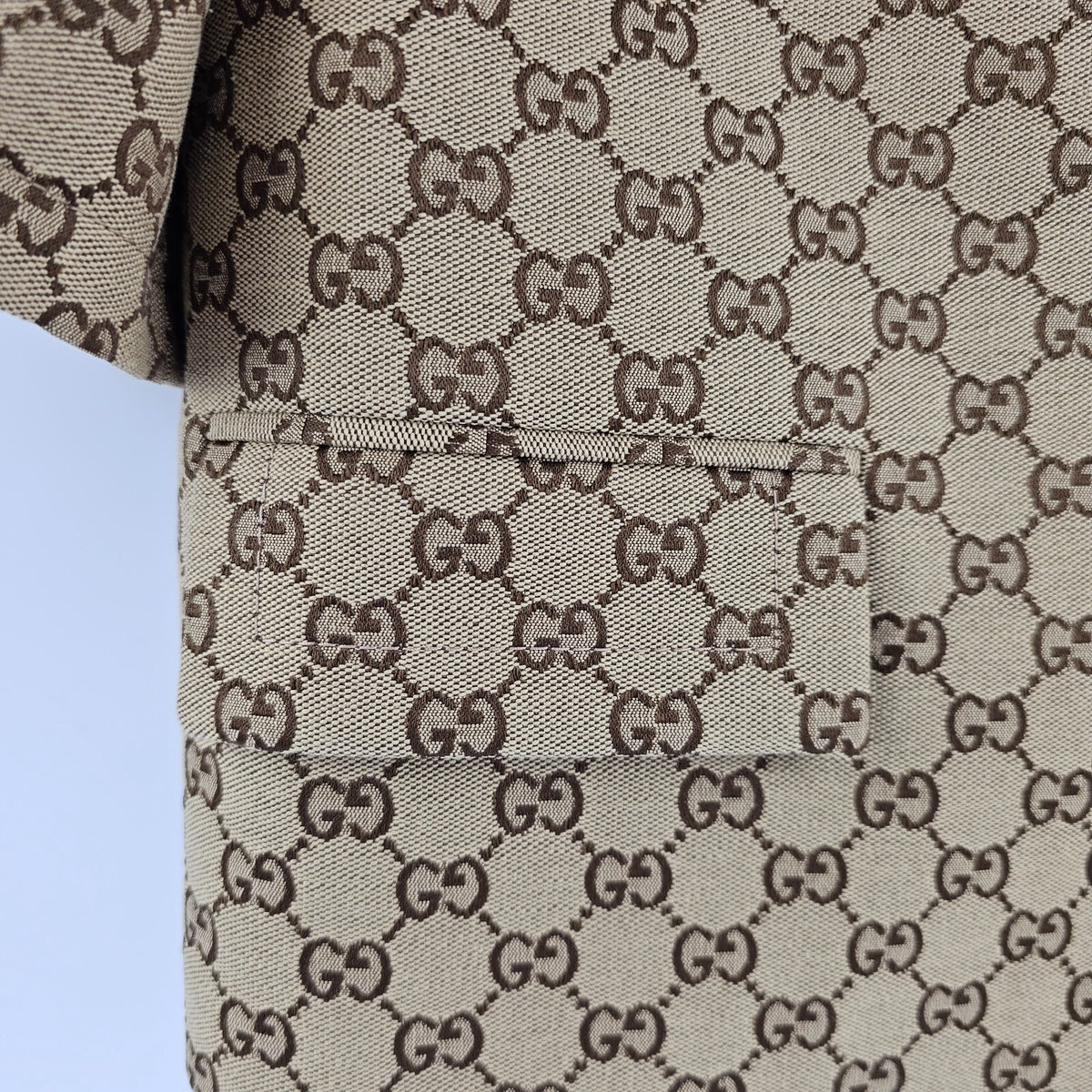 GUCCI $3200 Camel And Dark Brown GG Canvas With Horsebit Jacket New & Authentic