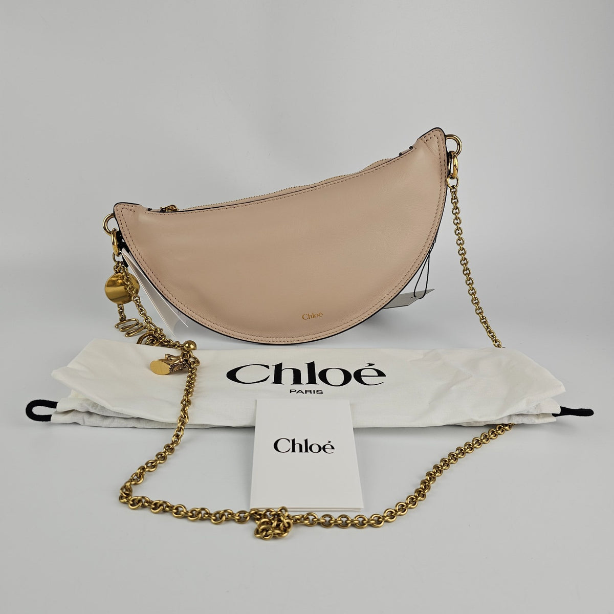 Chloe Icons Halfmoon Mini Beige Shoulder Bag New & Authentic