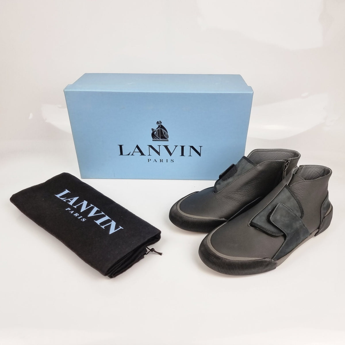 LANVIN Men's Gray Mid Top Sneakers New Size 40 US 7