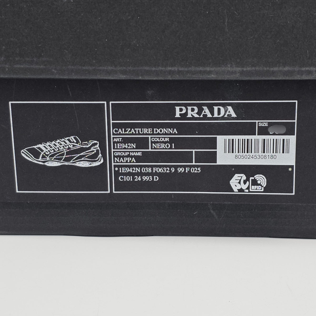 PRADA Black Leather Nappa Sneakers New And Authentic