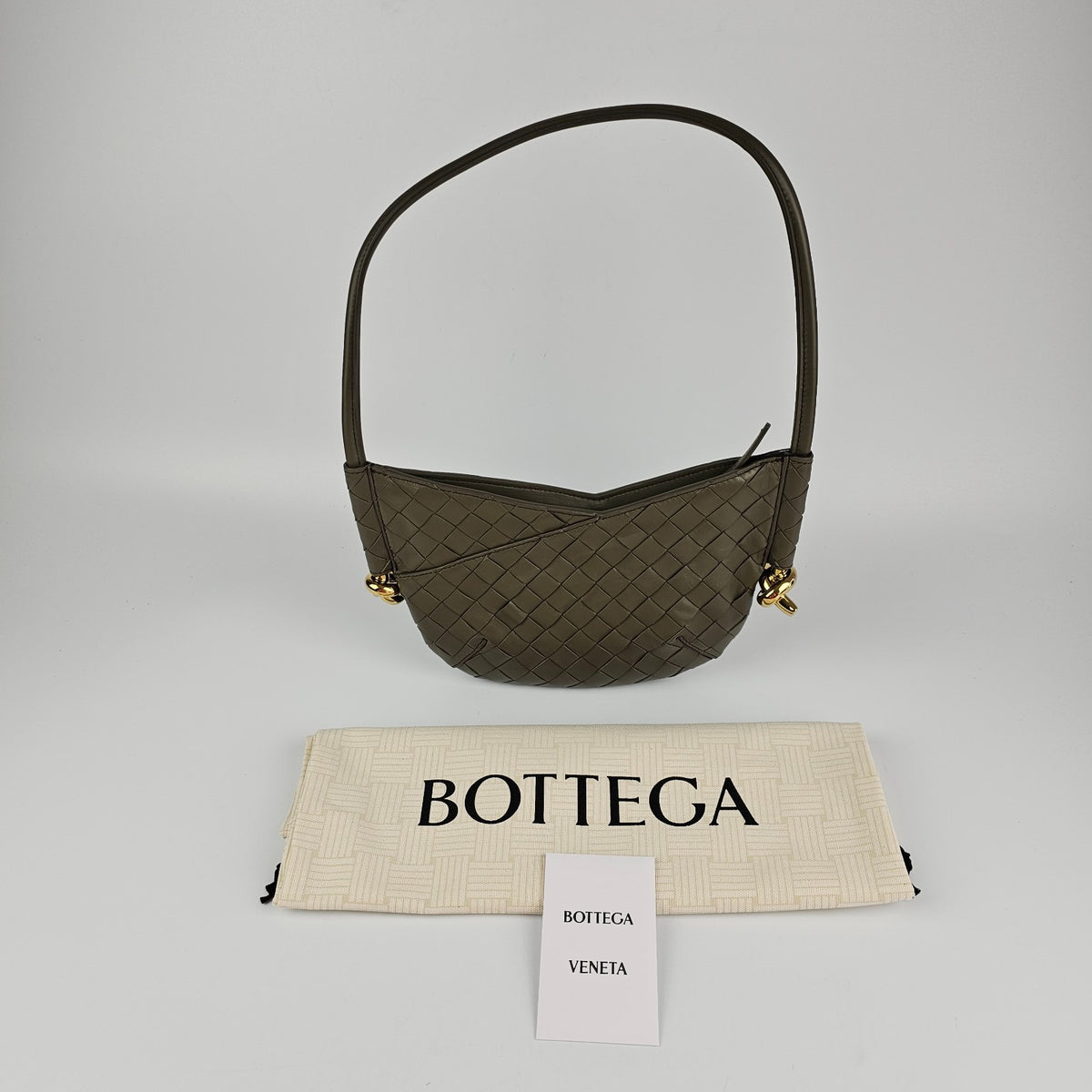 BOTTEGA VENETA Solstice Baby $2300 Cypress Leather Shoulder Bag New