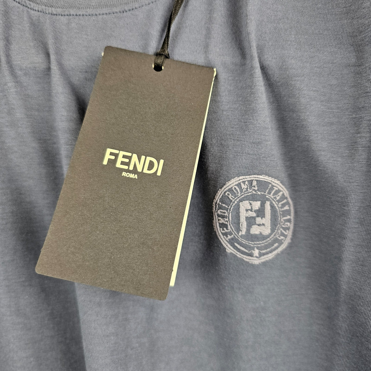 FENDI $790 Blue Cotton T-shirt New & Authentic