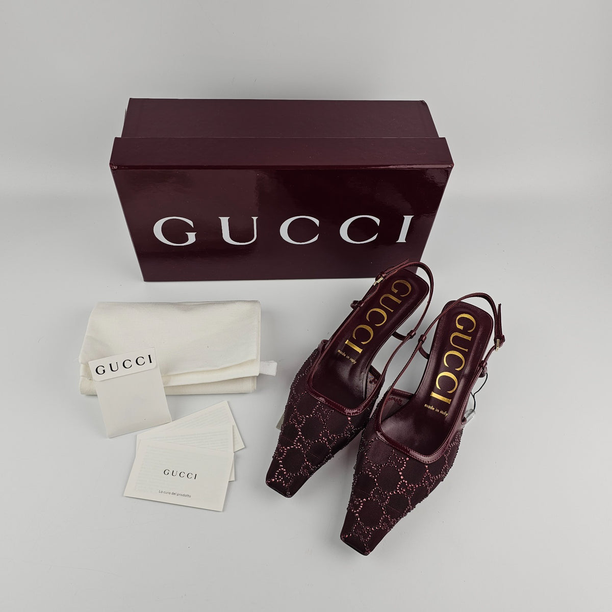 GUCCI $1240 Rosso Ancora Red Slingback Pumps New & Authentic