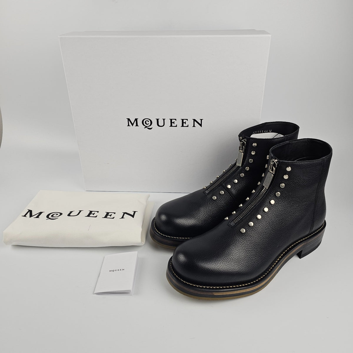 ALEXANDER MCQUEEN Maker Black Leather Ankle Boots New/Authentic