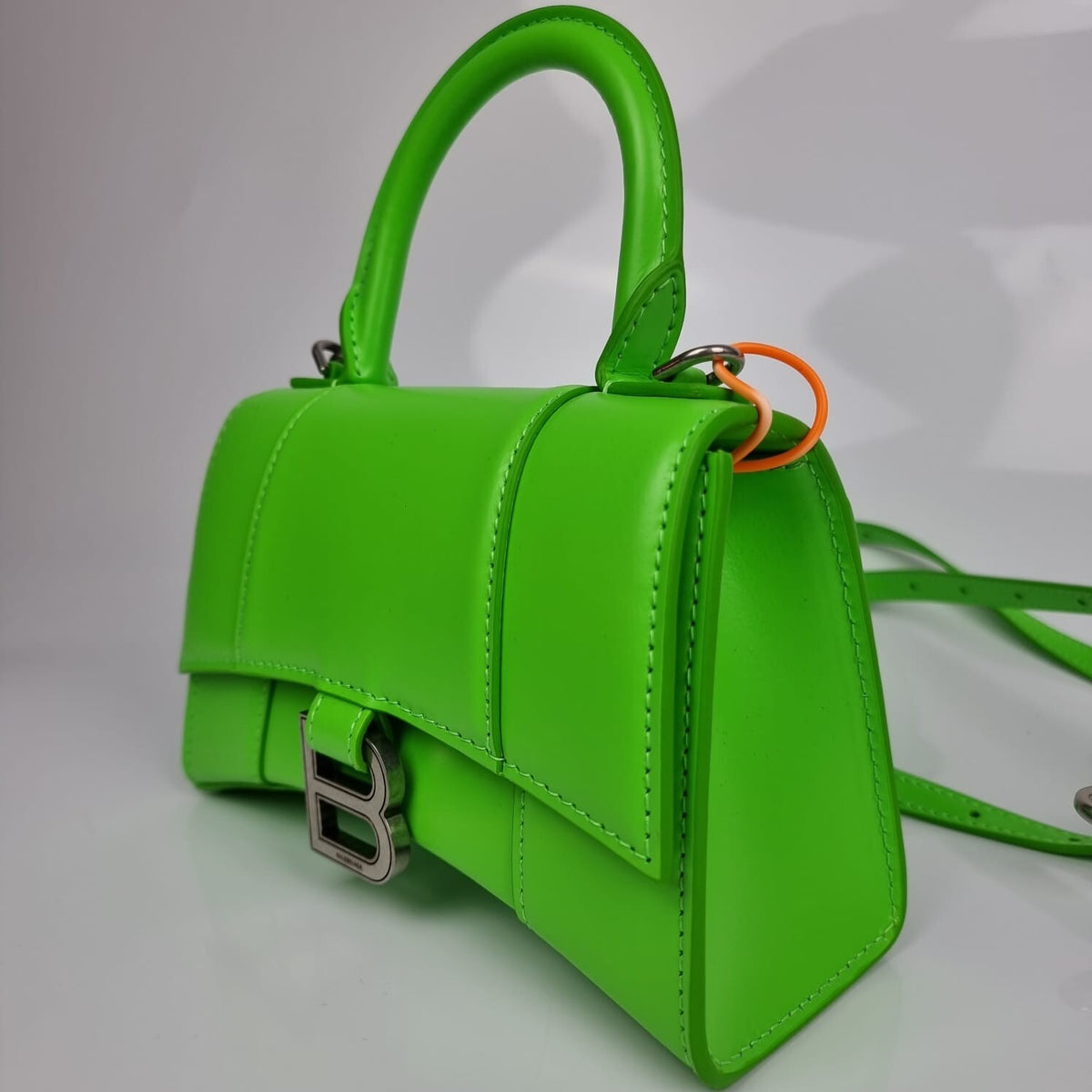 BALENCIAGA XS Hourglass Green Leather Bag New