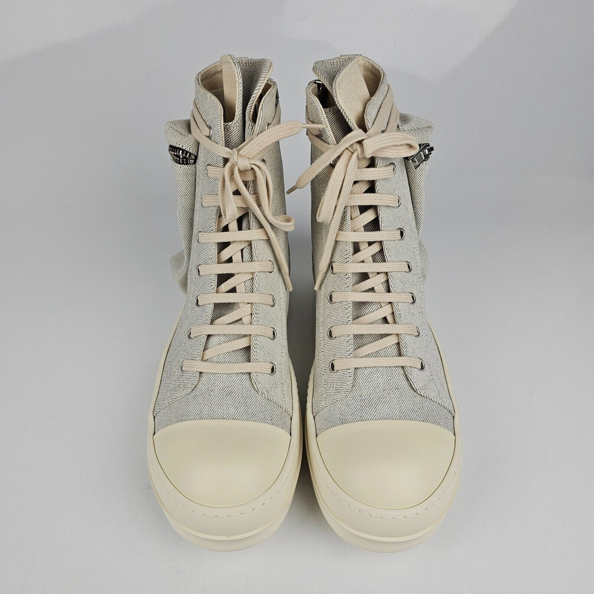 RICK OWENS DRKSHDW Ramones Cargo Melange/Milk High Top Sneakers New Size 42.5