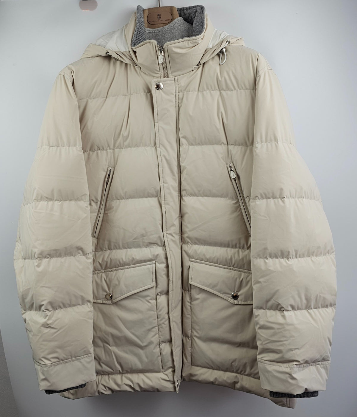 BRUNELLO CUCINELLI Beige Down Jacket New & Authentic Size XXL