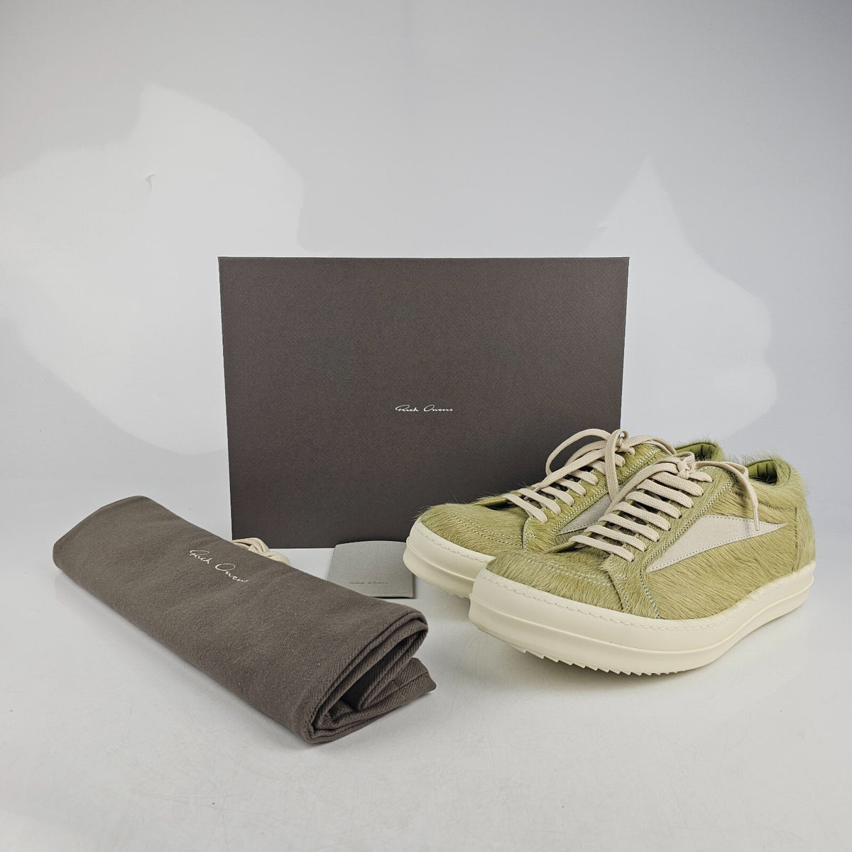 RICK OWENS Dirty Acid/Milk Vintage Leather Low Top Sneakers New Size 43 US 10