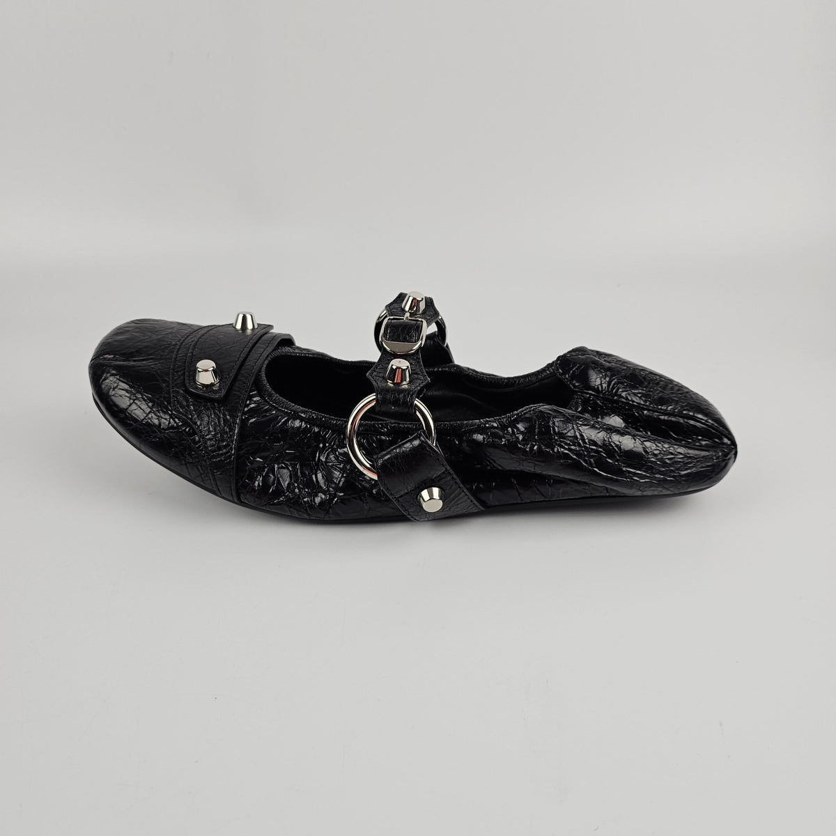 BALENCIAGA City $950 Black Leather Ballerinas New & Authentic