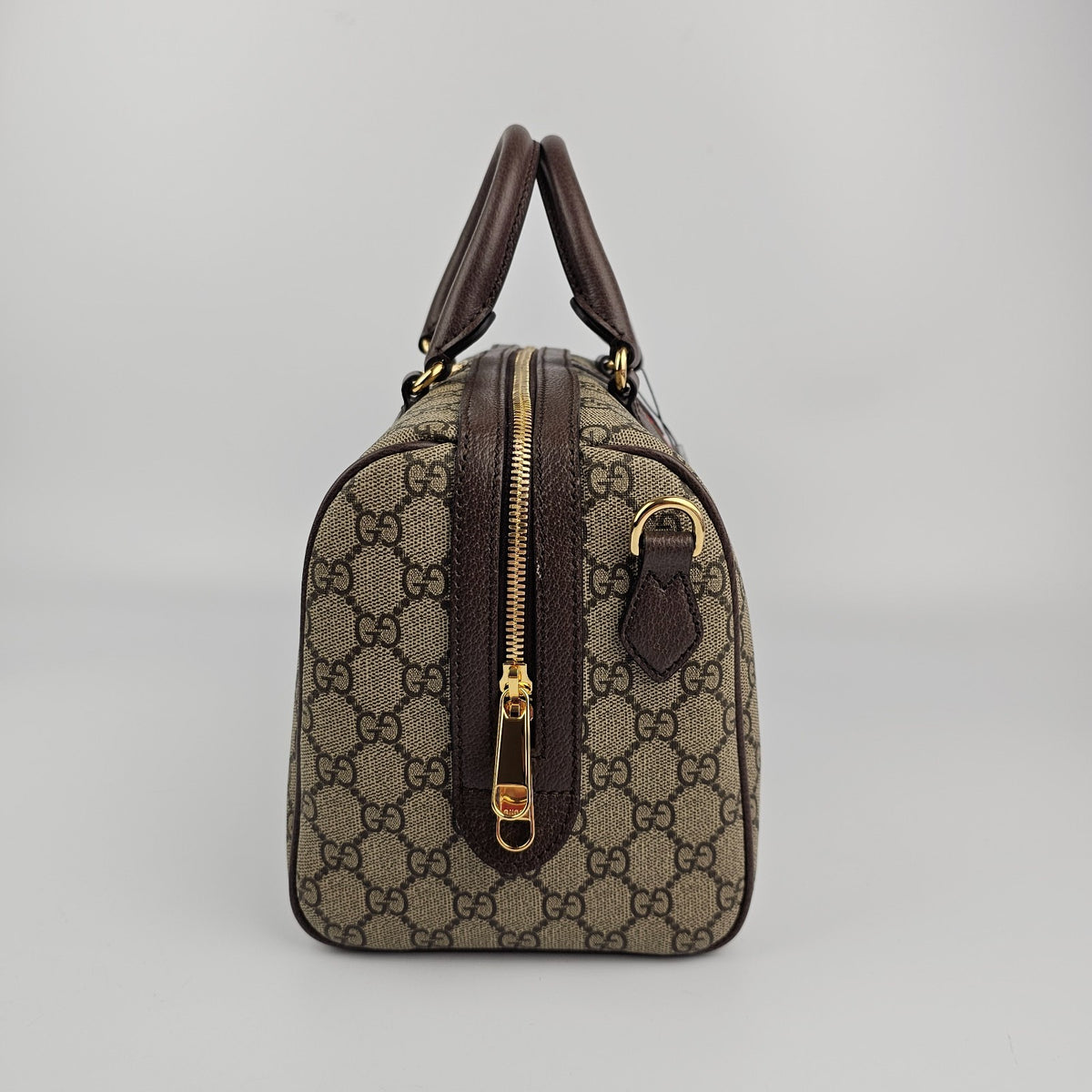 GUCCI Ophidia Large Boston Beige/Ebony GG Canvas Top Handle Bag New & Authentic