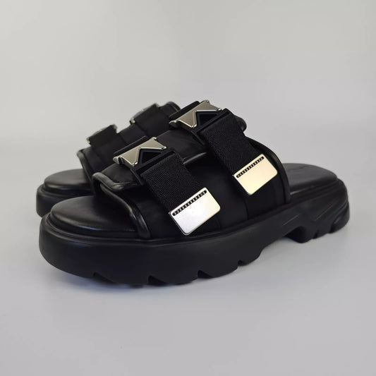 BOTTEGA VENETA Flash Black Rubber Men's Slide Sandals New Size 41 US 8