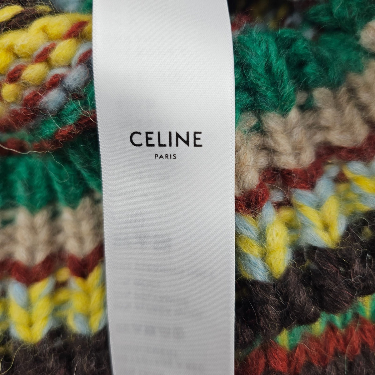 CELINE $2000 Green/Multicolor Wool Sweater New & Authentic