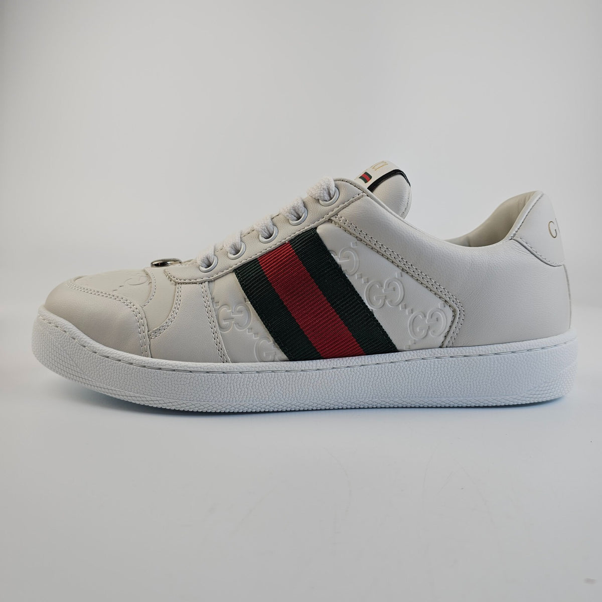 GUCCI Screener Women's White Leather Low Top Sneakers New