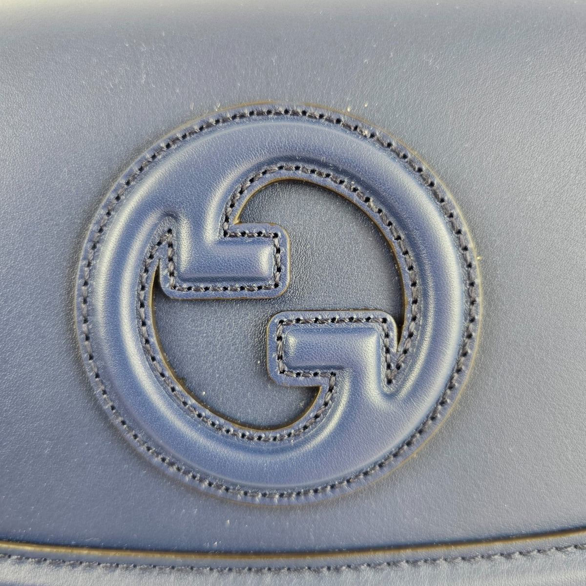 GUCCI Blondie Medium $3900 Blue Leather Top Handle Bag New And Authentic