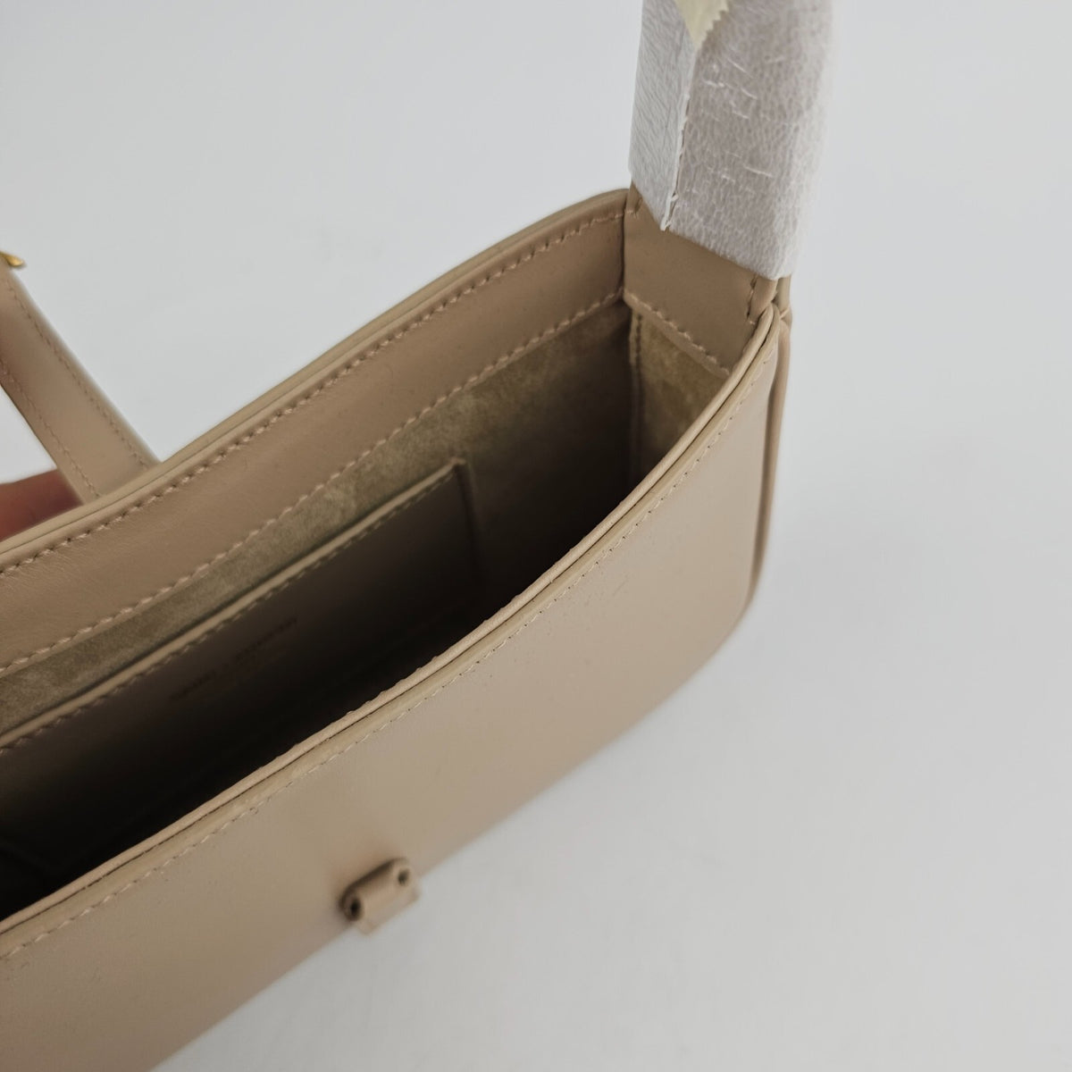 SAINT LAURENT Mini Le 5 A 7 $1750 Dark Beige Hobo Bag New