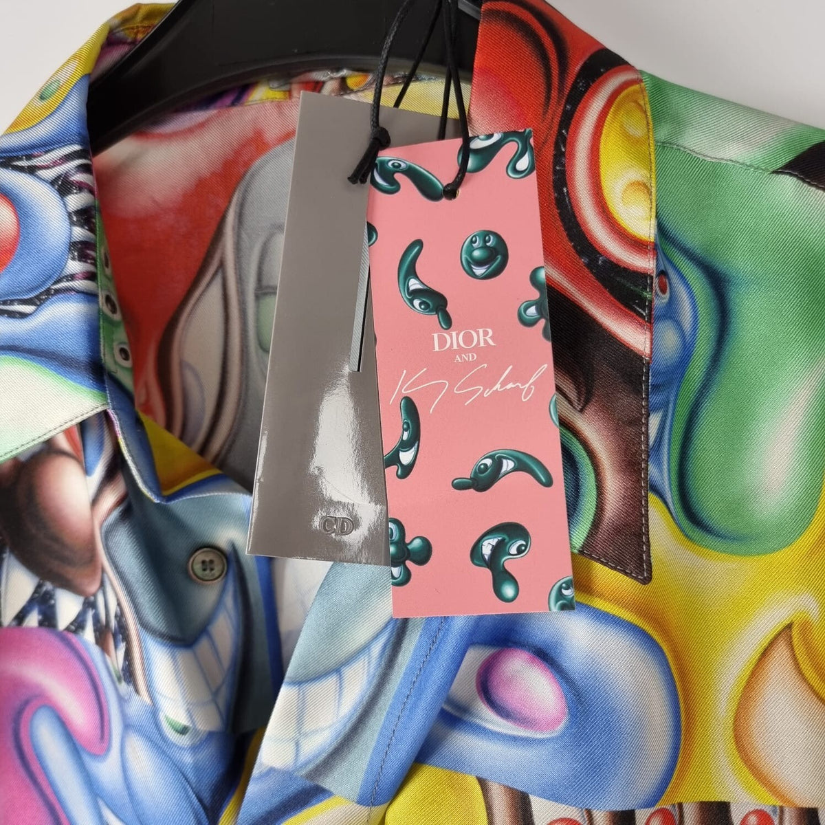 Dior Homme x Kenny Scharf Silk Multicolor Shirt Size 39 New