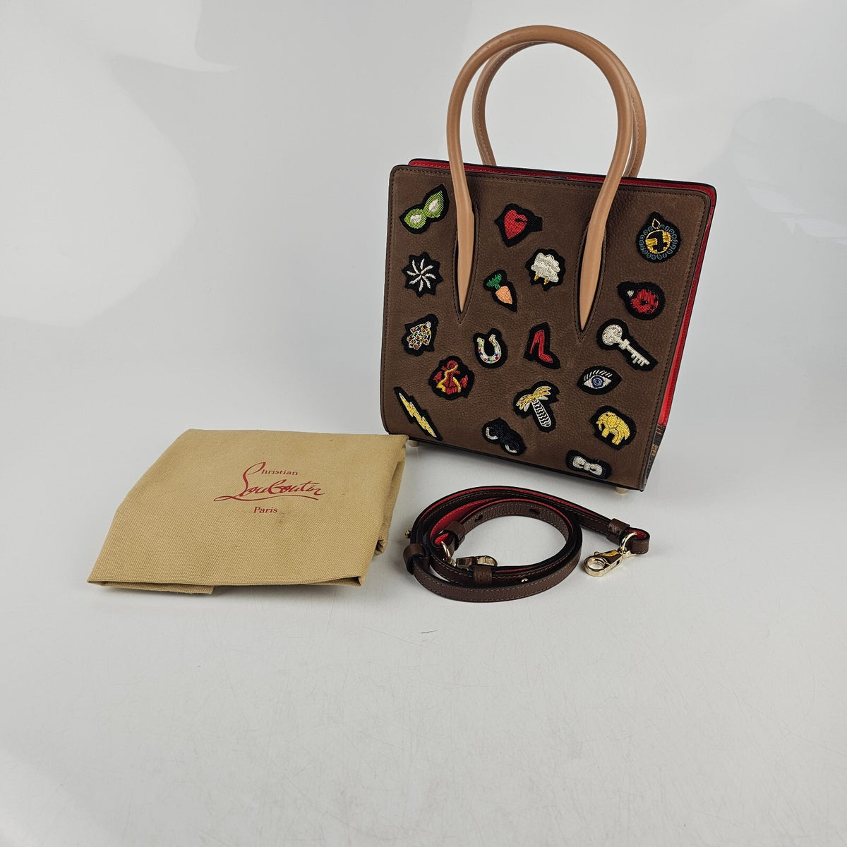 CHRISTIAN LOUBOUTIN Paloma Brown Bag New