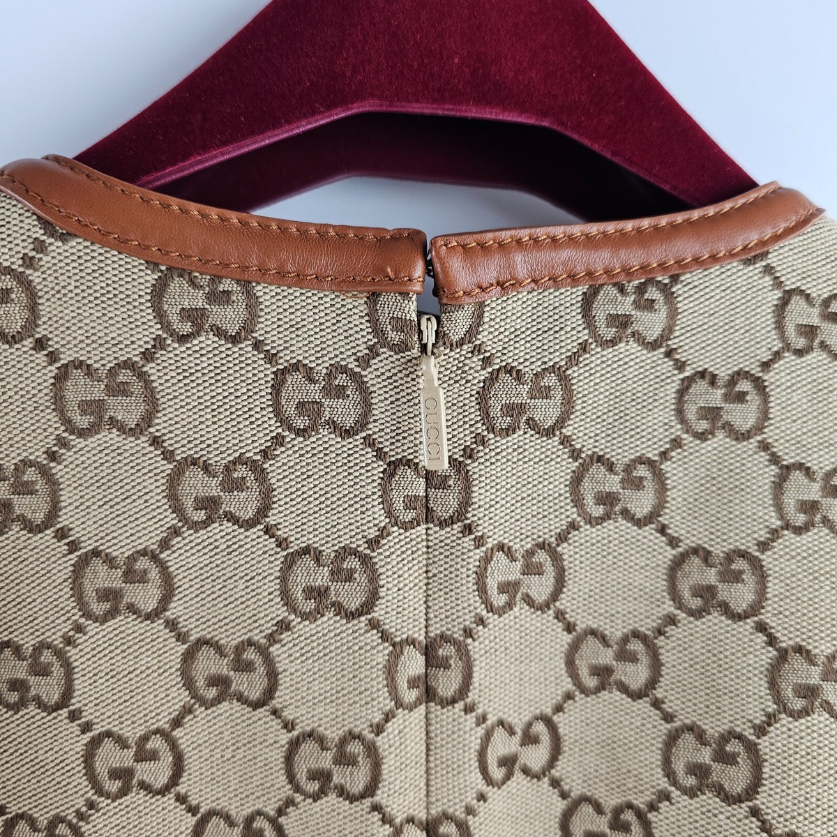 GUCCI $4200 Camel And Dark Brown GG Canvas With Horsebit Dress New & Authentic