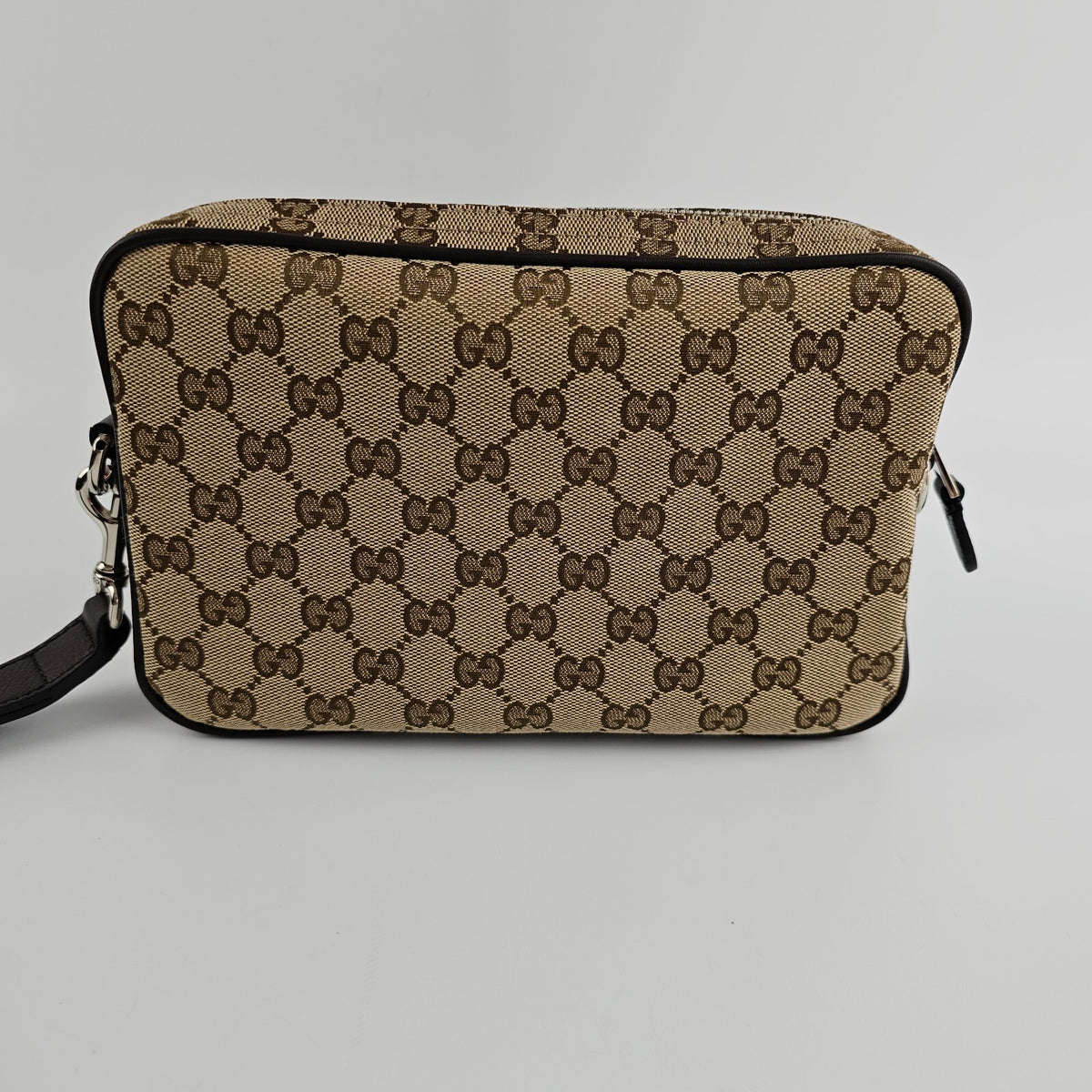 GUCCI $1890 Beige/Dark Brown GG Canvas Small Crossbody Bag New & Authentic