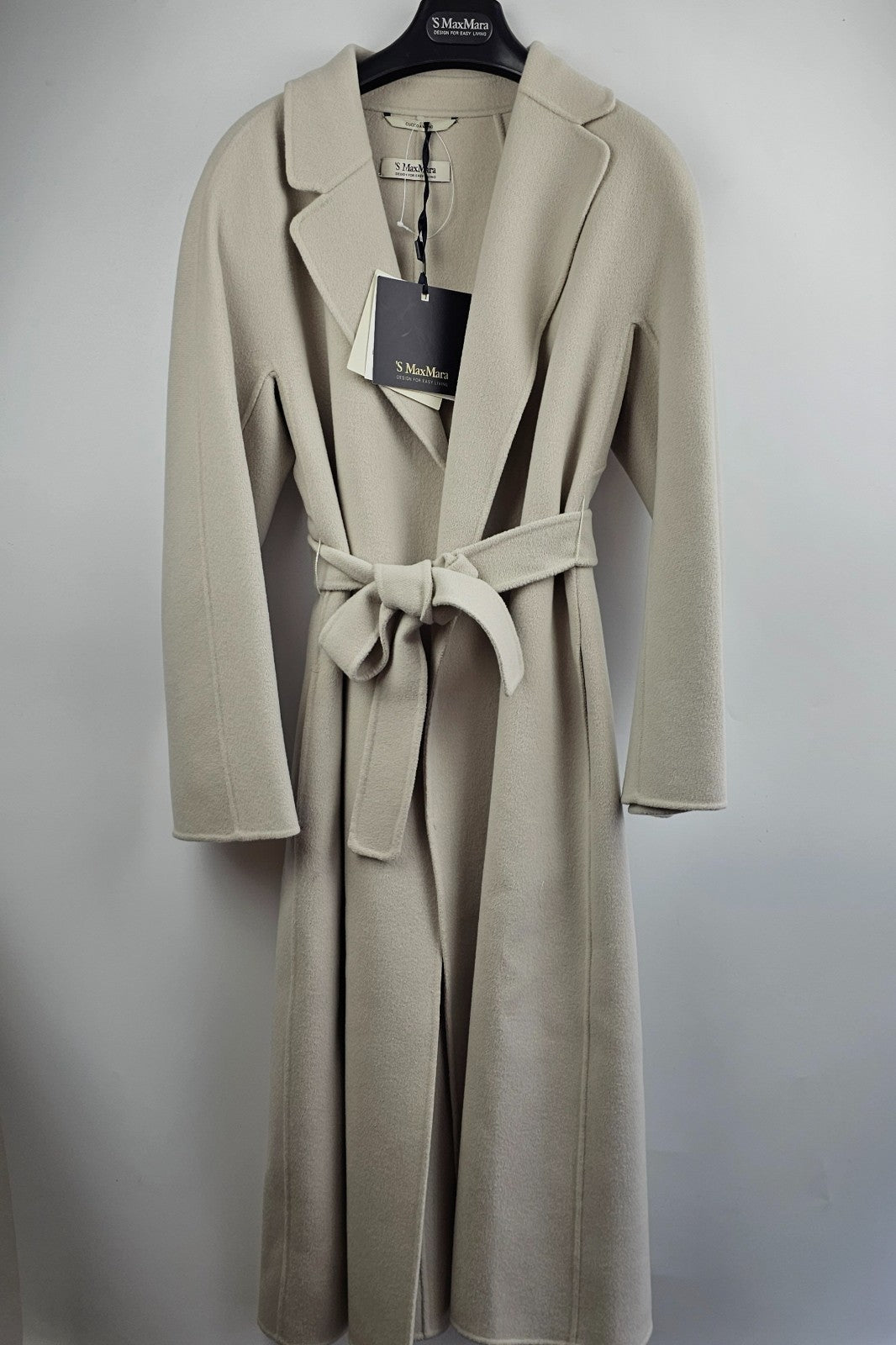 MAX MARA Esturia Belted Marble Gray Wool Long Coat New & Authentic