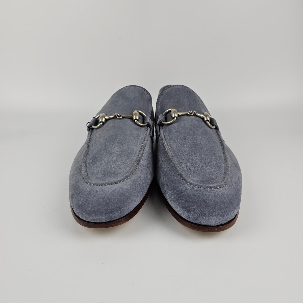 GUCCI Jordaan $1090 Men's Dark Gray Suede Horsebit Loafers New & Authentic