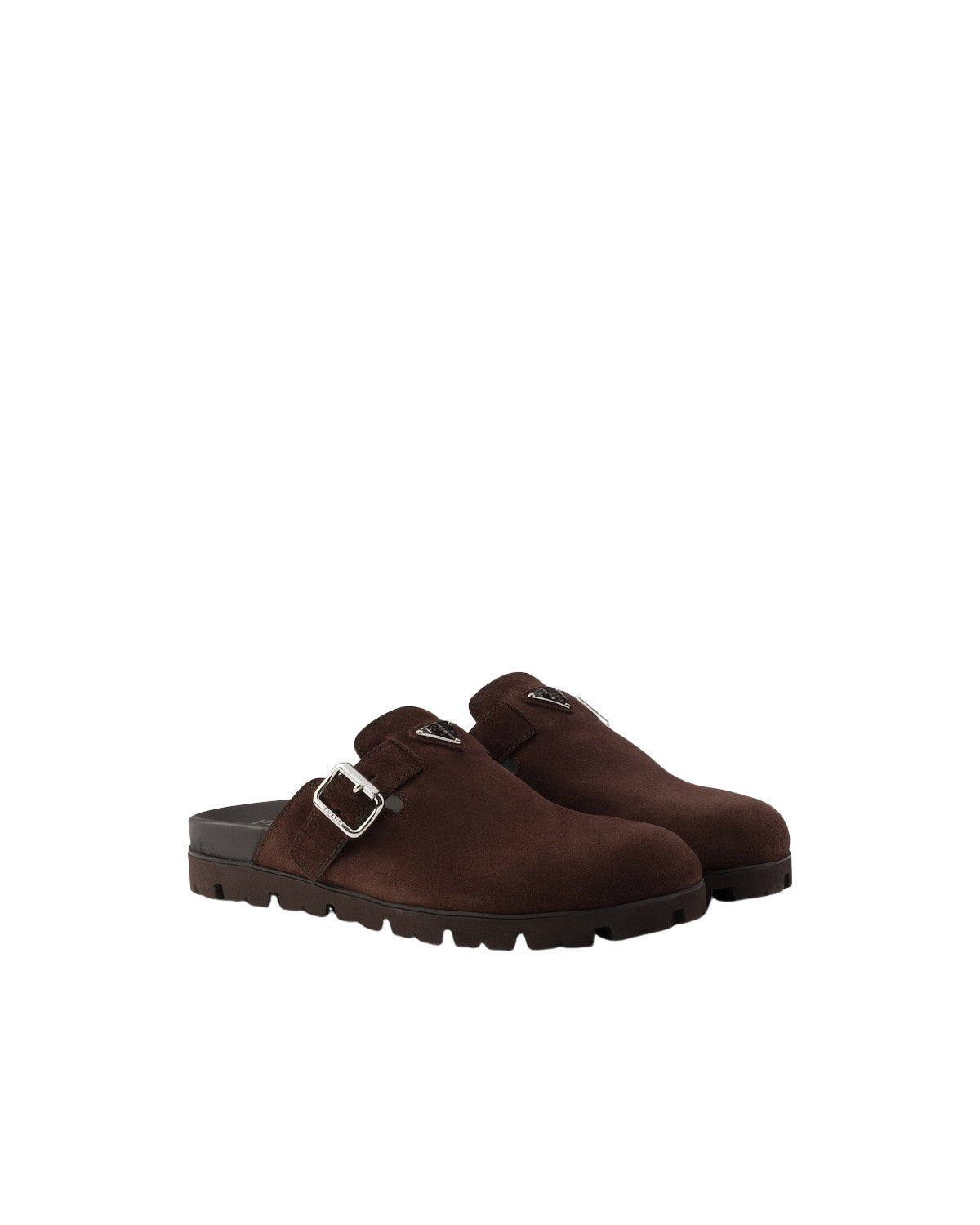 PRADA $1170 Dark Brown Suede Mules New & Authentic