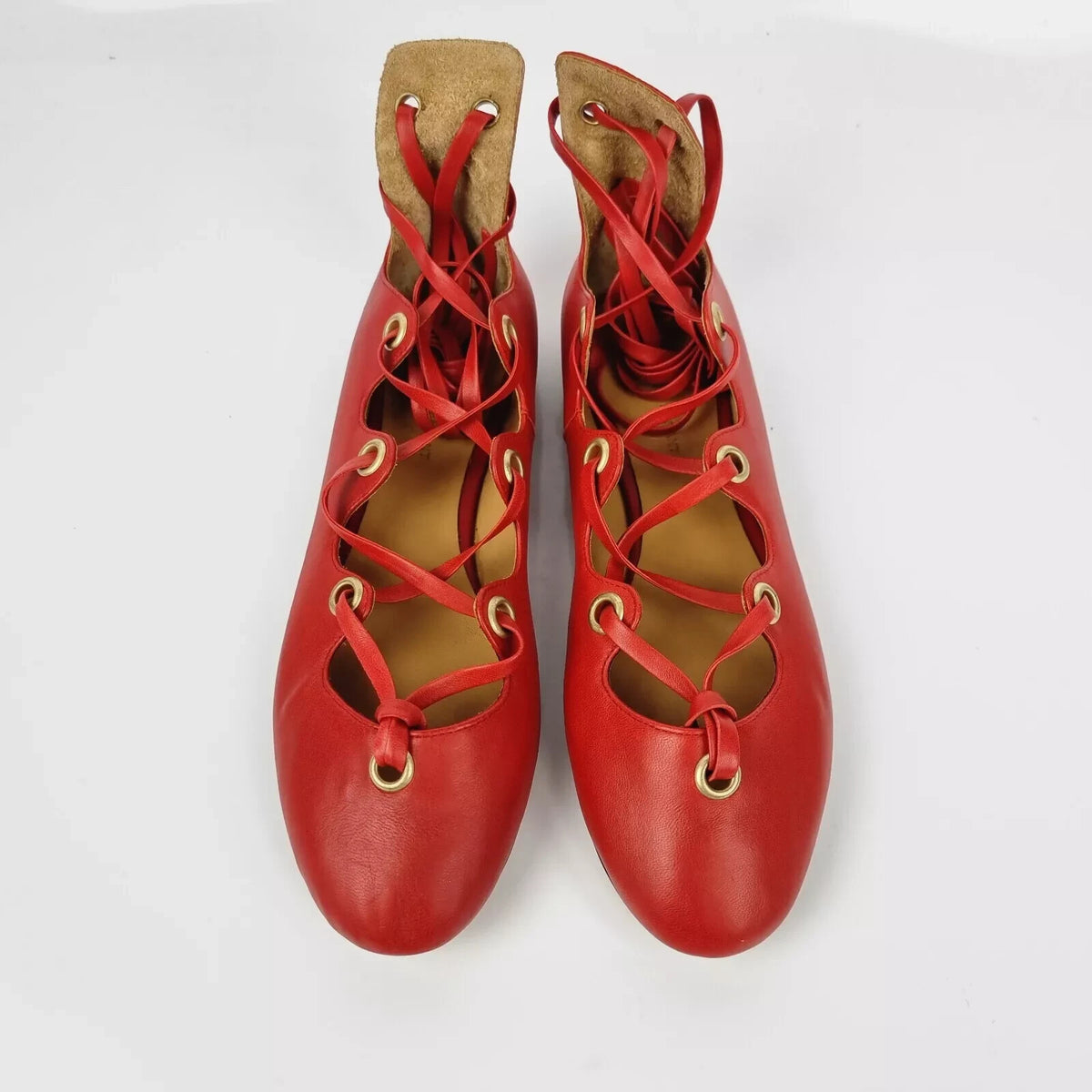 ISABEL MARANT Red Leather Flats New Size 36 US 6