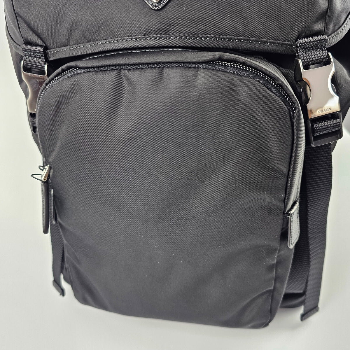 PRADA $2550 Black Re-Nylon And Saffiano Leather Backpack New And Authentic