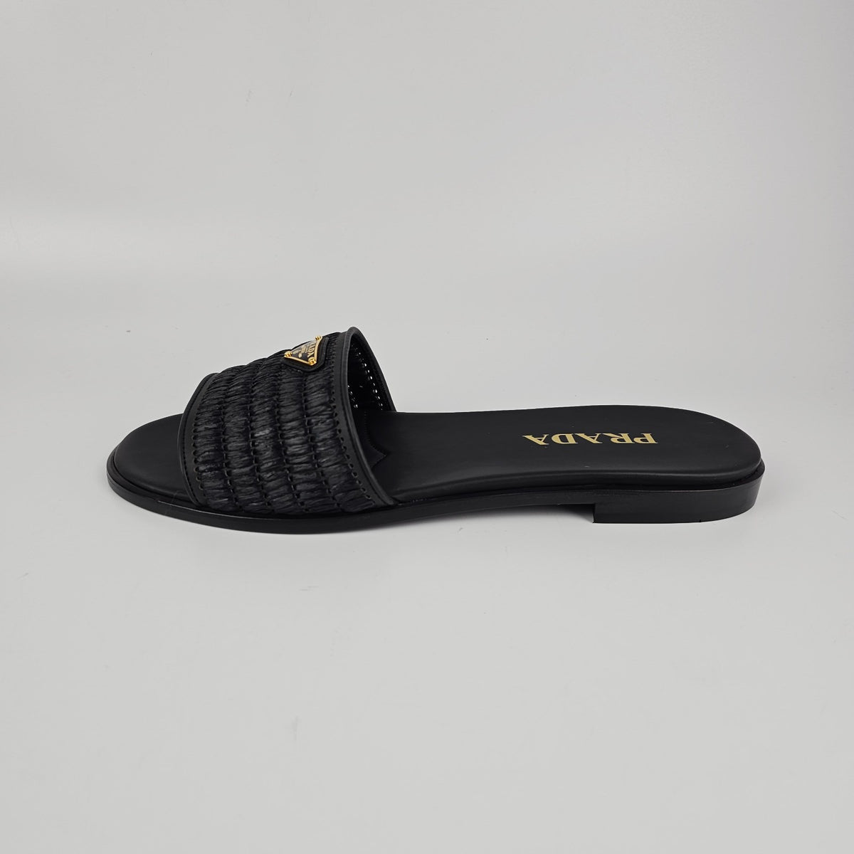 PRADA $1150 Black Crochet Slides New & Authentic