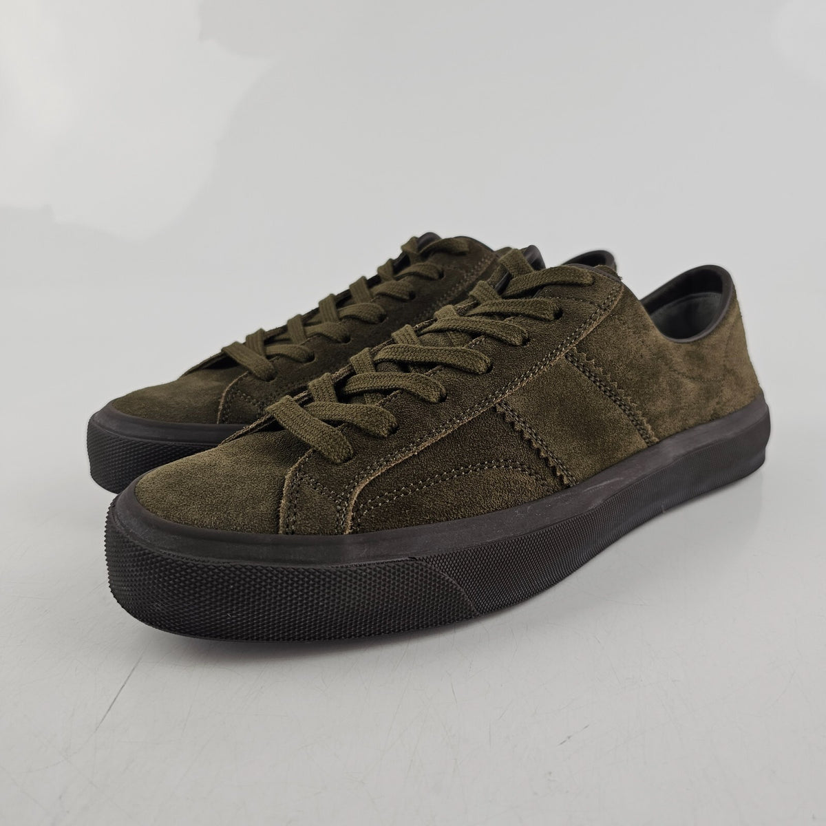 TOM FORD Cambridge Ark Olive Suede Low Top Sneakers New Size US 7 EU 40