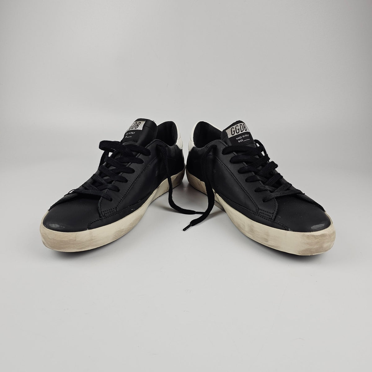 GOLDEN GOOSE Super Star Men's Black/WhiteLeather Low Top Sneakers New