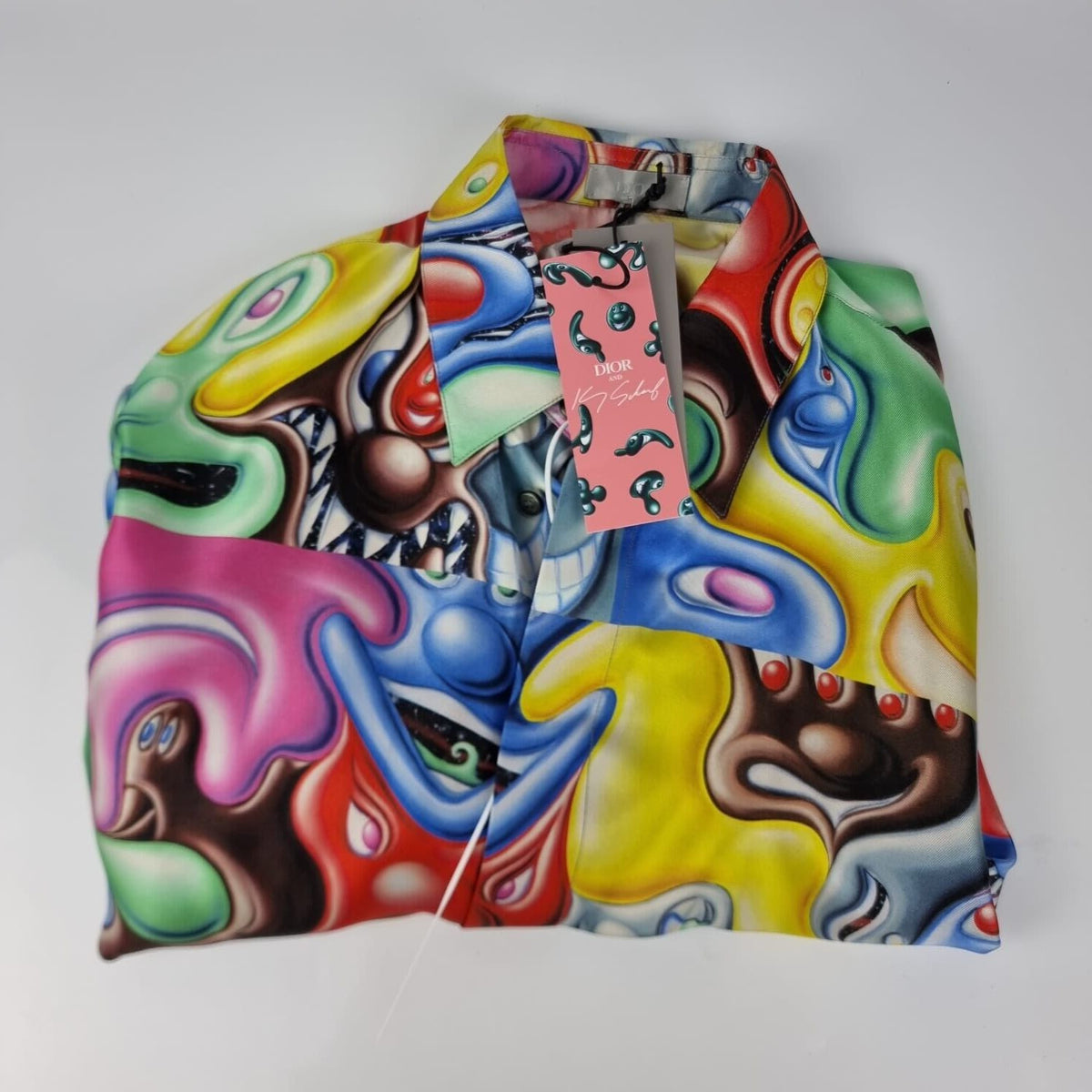 Dior Homme x Kenny Scharf Silk Multicolor Shirt Size 39 New