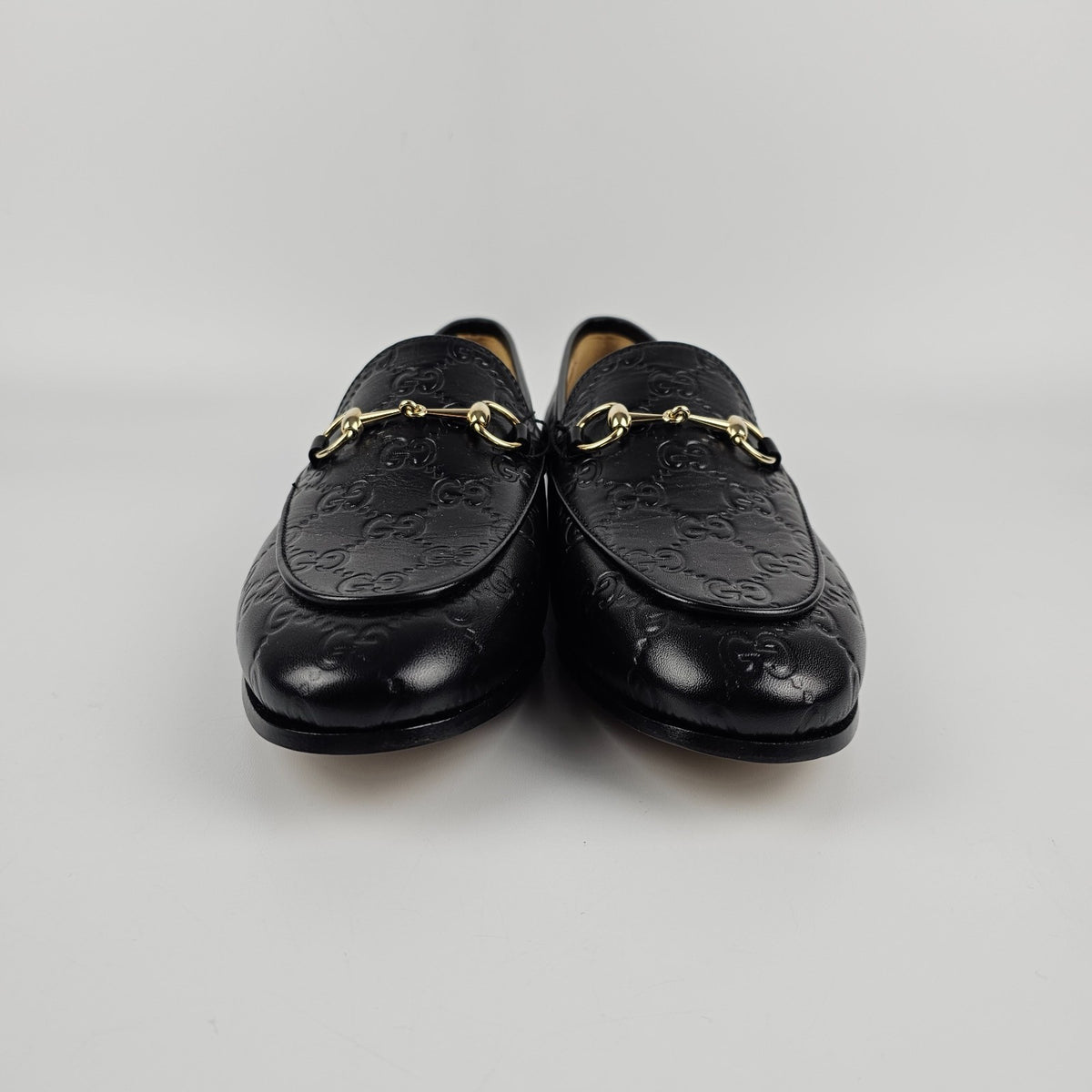 GUCCI Jordaan $1050 Women's Black GG Leather Loafers New & Authentic