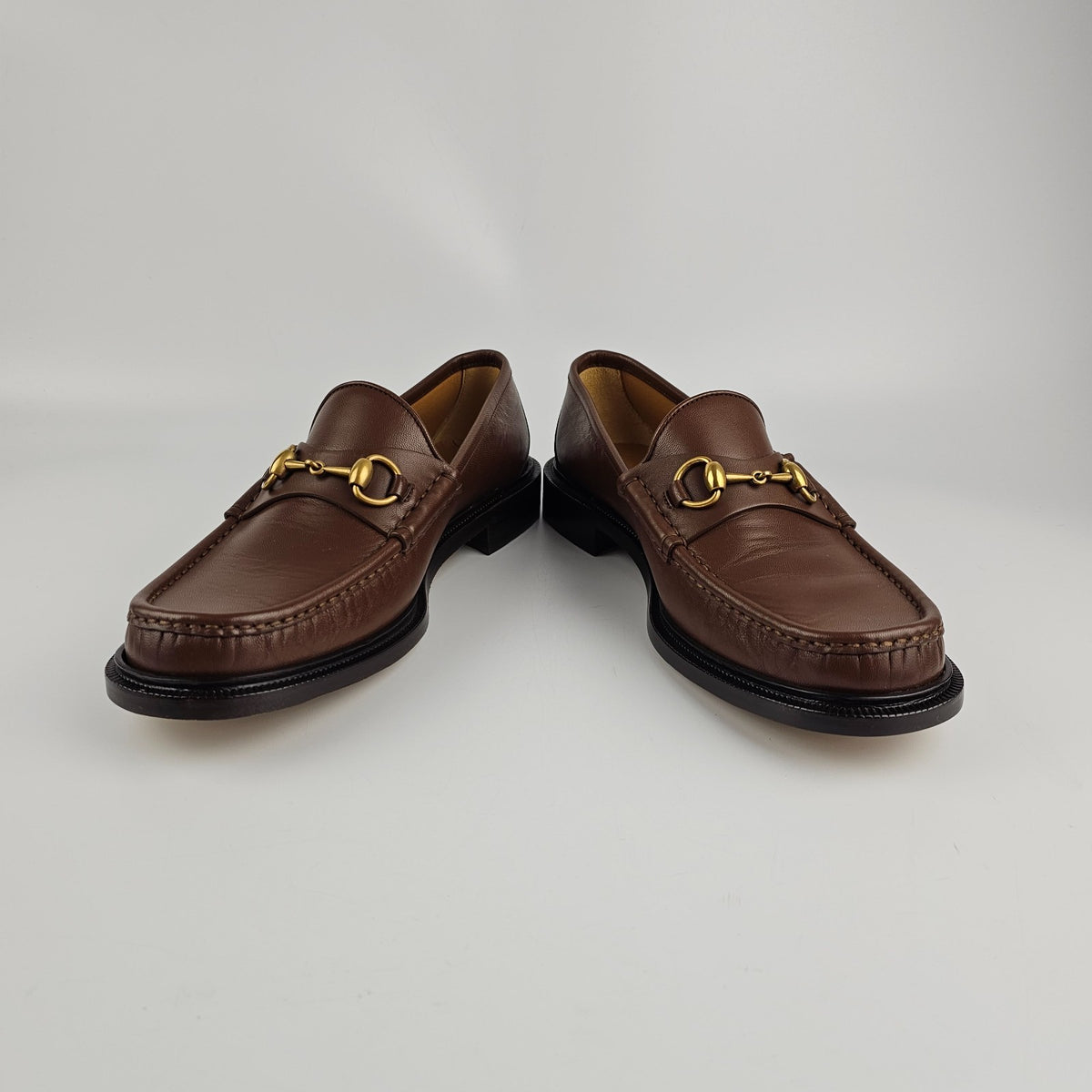 GUCCI Men's Brown Leather With Horsebit Loafers New & Authentic
