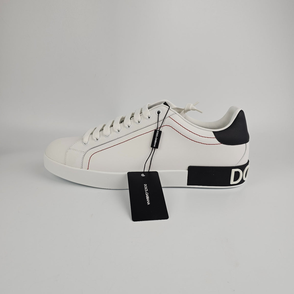 DOLCE&GABBANA Men's Portofino White/Black Leather New & Authentic