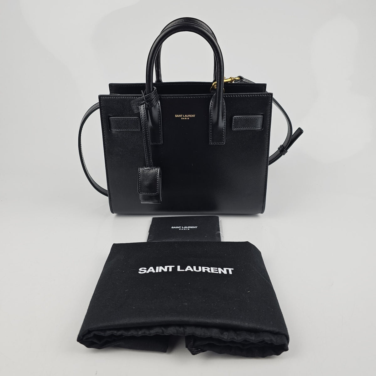 SAINT LAURENT Sac De Jour Nano Black Smooth Leather Handbag New/Authentic