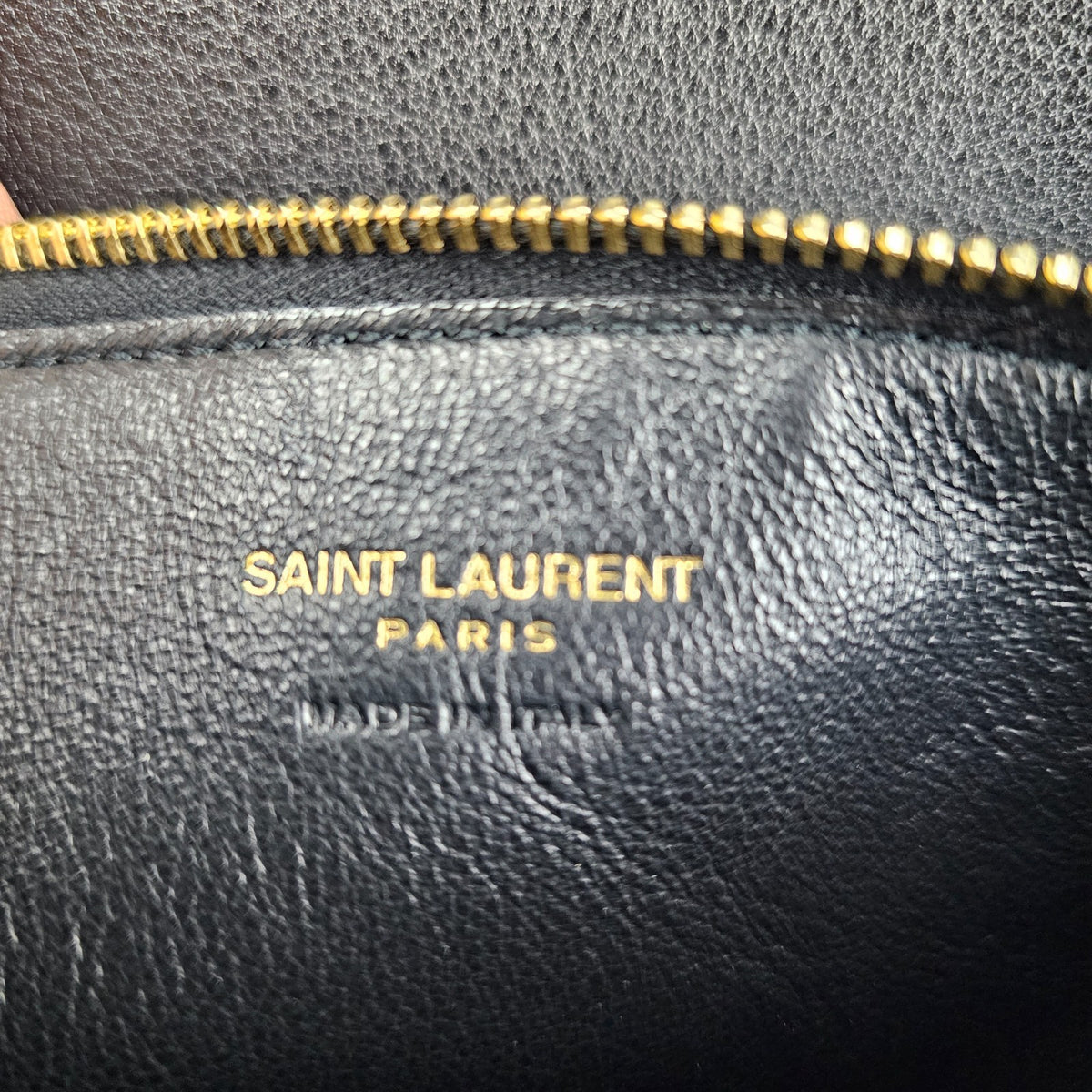 Saint Laurent Le 5 a 7  Large $3200 Black Grained Leather Shoulder Bag New