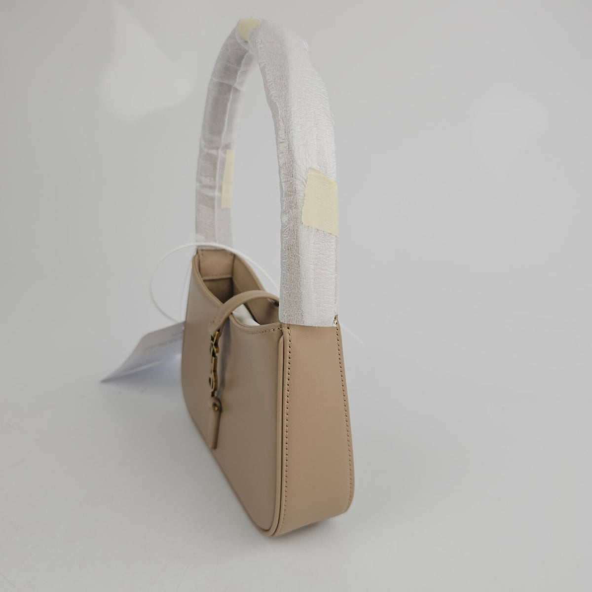 SAINT LAURENT Mini Le 5 A 7 $1750 Dark Beige Hobo Bag New