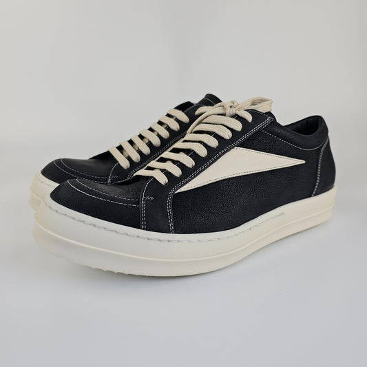 RICK OWENS Vintage Black/Milk Nubuck/Grained Leather Sneakers New Size 43 US 10