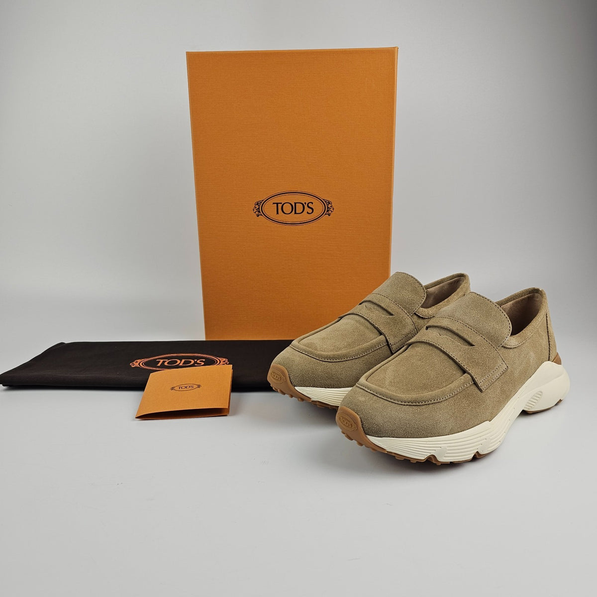 TOD'S Sport Runner Beige Suede Sneakers New And Authentic