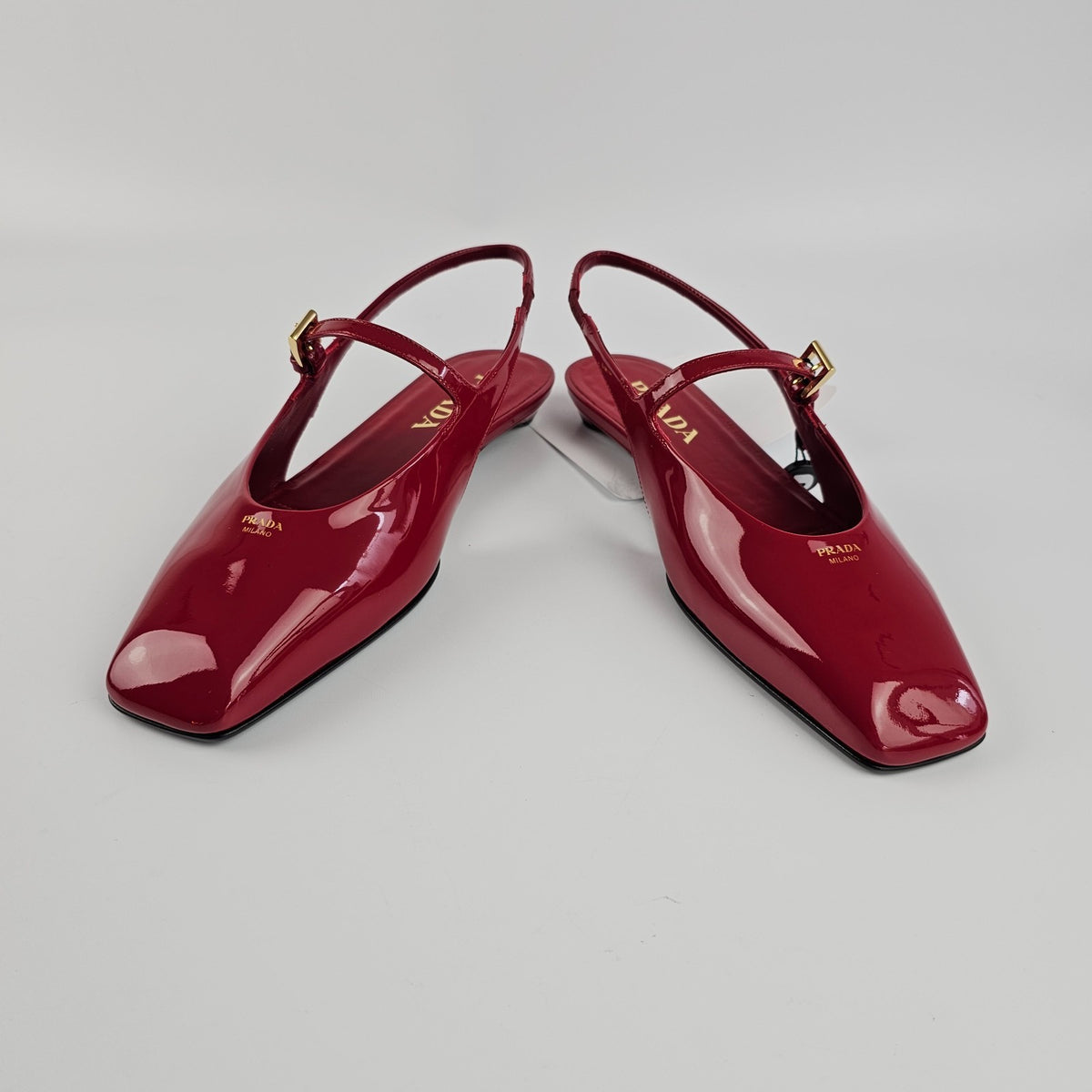 PRADA  Red Patent Leather Slingback Ballerinas New & Authentic