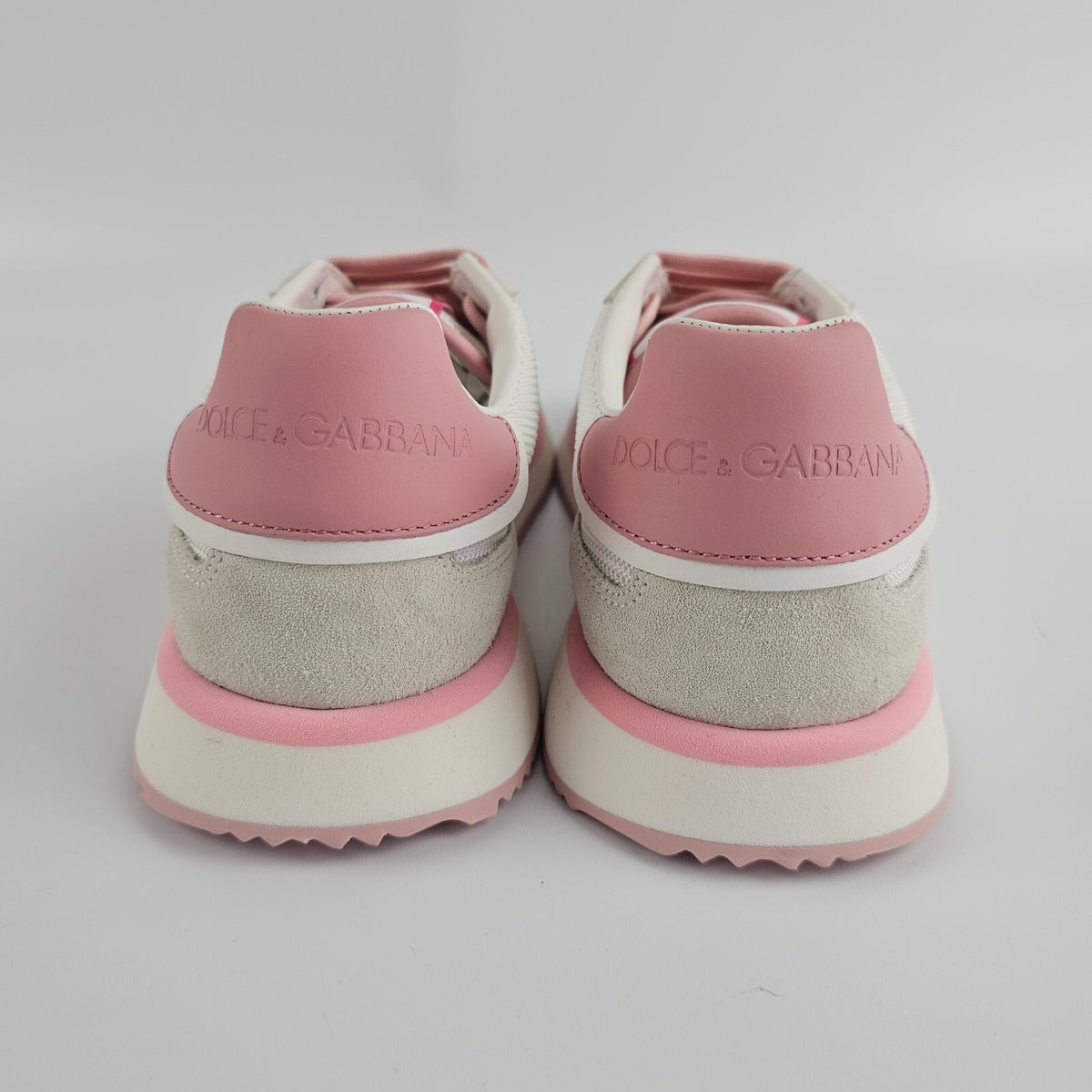 DOLCE&GABBANA DG Cushion $495 White/Pink Mixed-Material Sneakers New