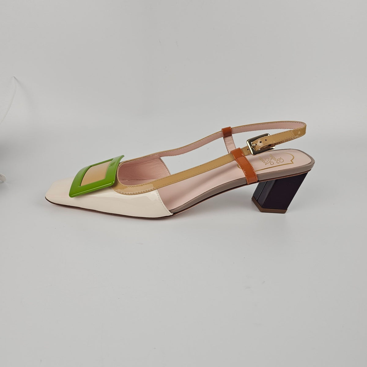 ROGER VIVIER Belle Vivier Multicolor Patent Leather 45mm Pumps Size 39 US 9