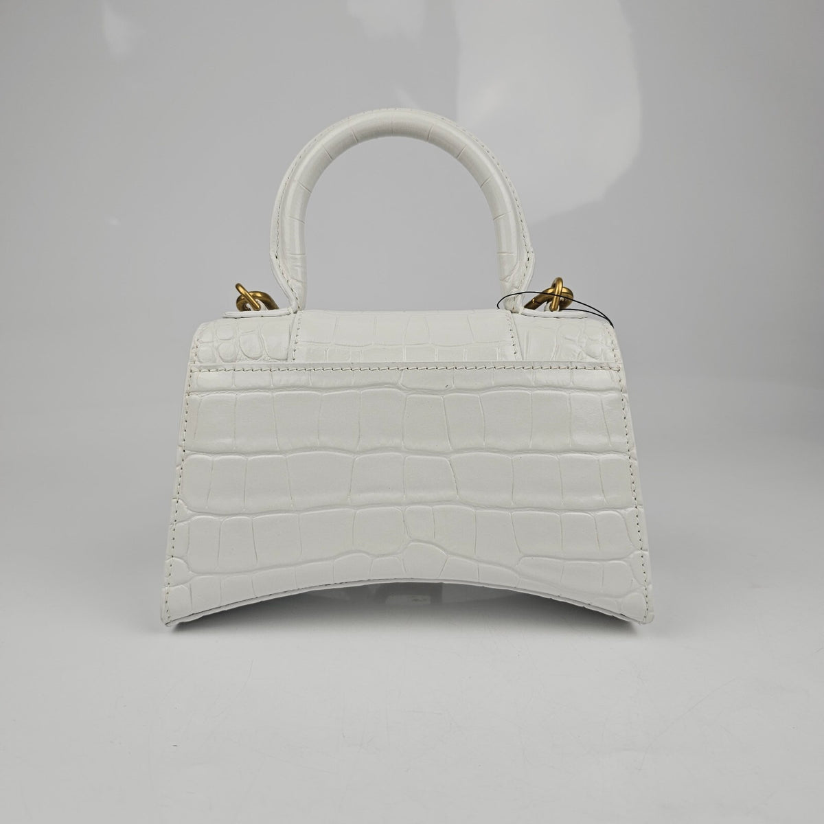 BALENCIAGA XS Hourglass Embossed White Leather Bag New