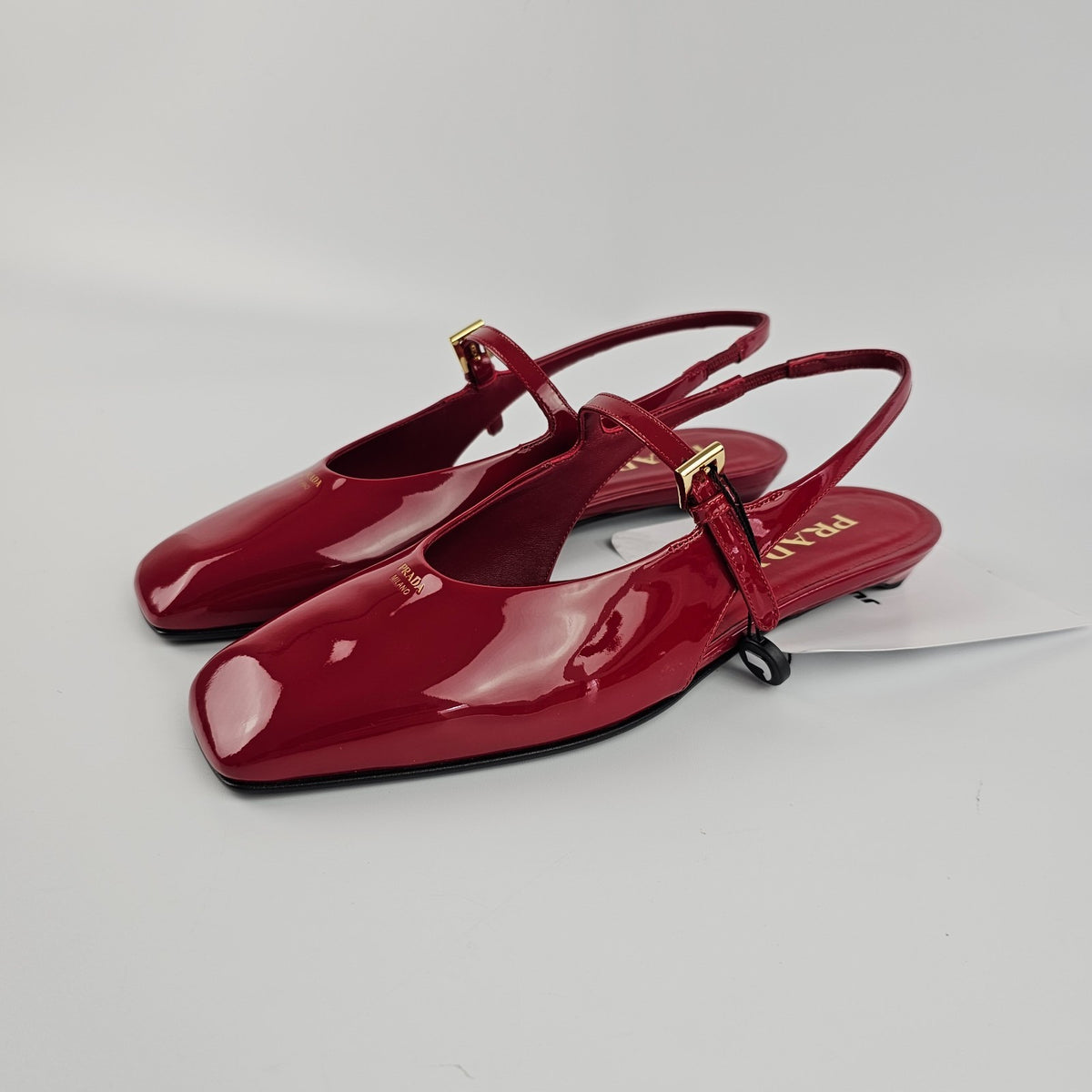 PRADA  Red Patent Leather Slingback Ballerinas New & Authentic
