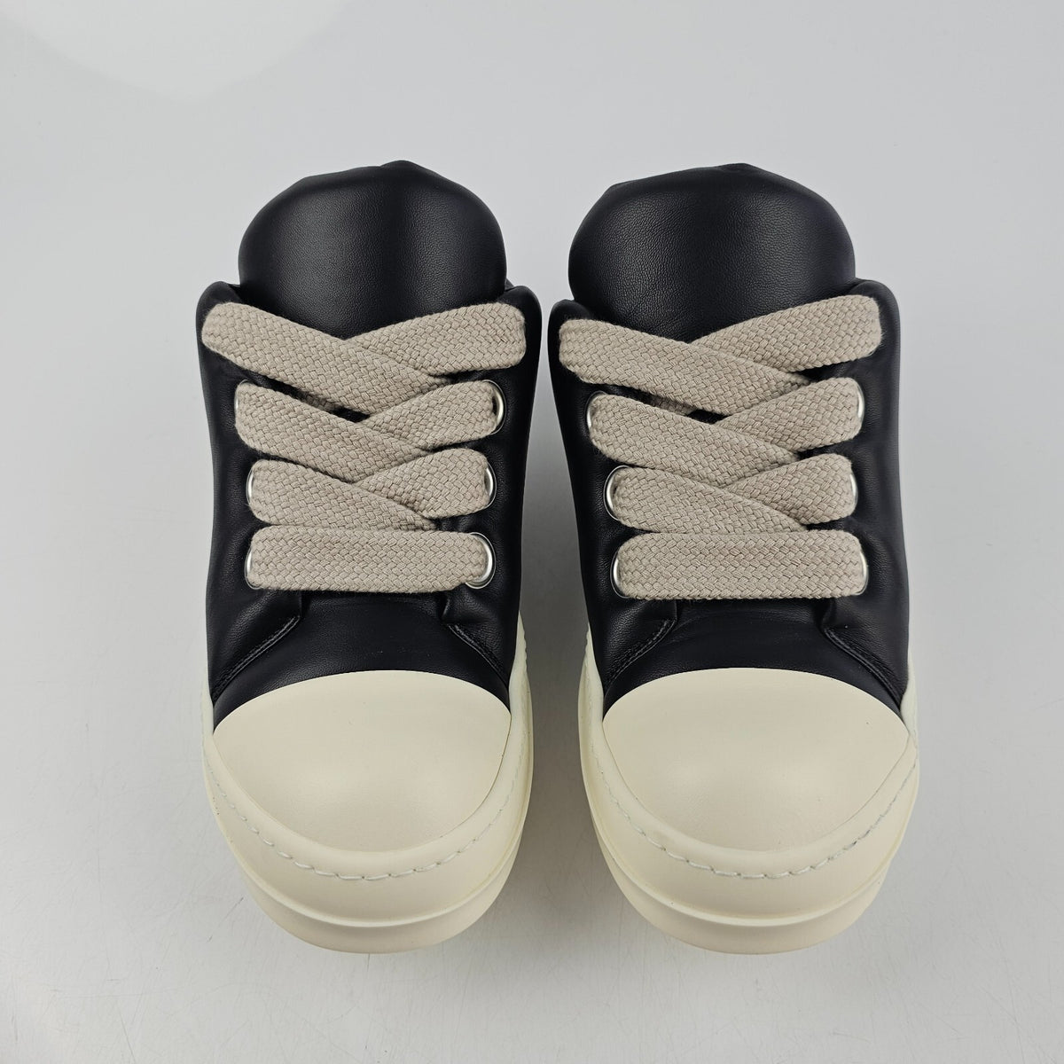 RICK OWENS Ramones Jumbo Laces Black/Milk Sneakers New Size 39.5 US 6.5
