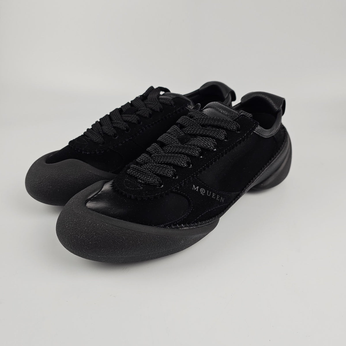 ALEXANDER MCQUEEN Flexion Women's Black Suede Sneakers New & Authentic
