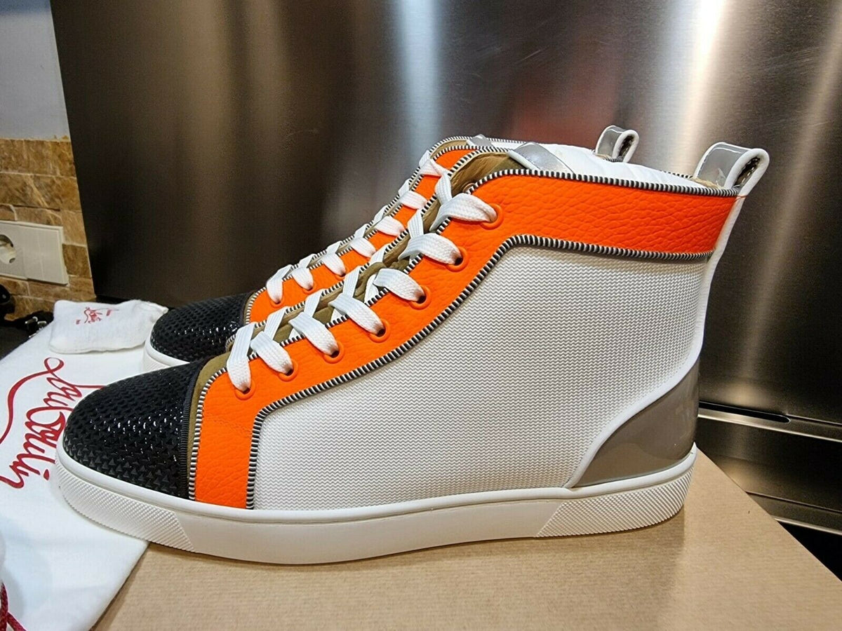 CHRISTIAN LOUBOUTIN Louis Orlato Grey And Orange Sneakers New Size 41.5 US 8.5