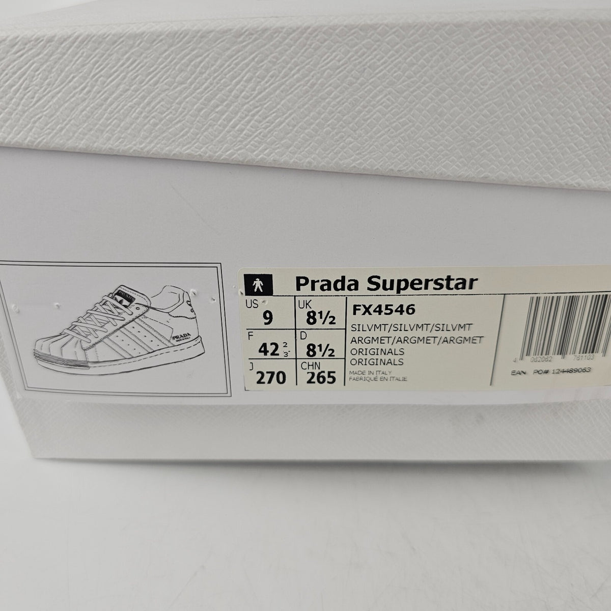 PRADA Men's Silver Sneakers Size US 9 UK 8 1/2 EU 42 2/3 New
